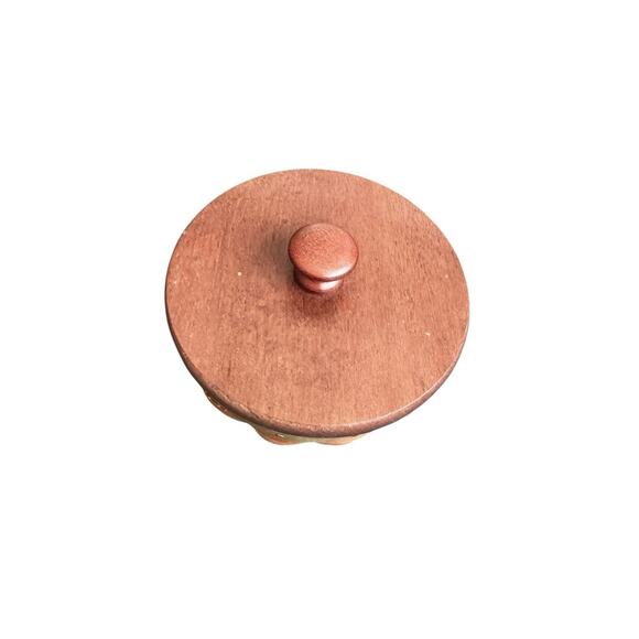 Longaberger Vintage Warm Brown Green Splint Small Bowl Basket Lid & Protector - Picture 4 of 6